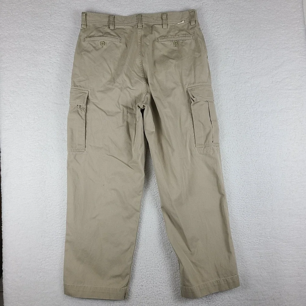 Polo‎ Ralph Lauren Cargo Pants Mens 36x30 Beige 100% Cotton Trousers Slacks VTG